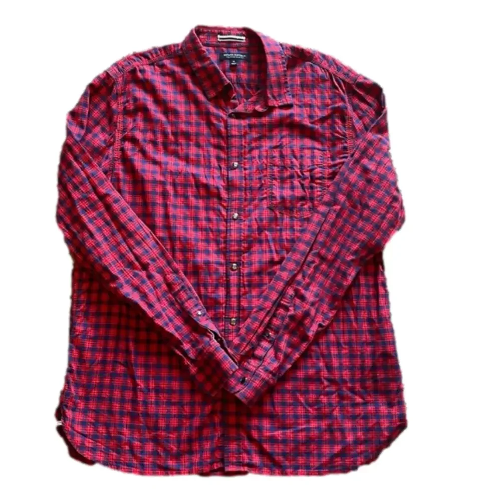 Banana Republic Mens XL Red and Blue Plaid Western Long Sleeve Button Down Shirt